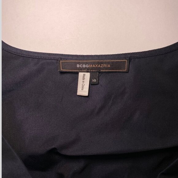 BCBGMAXAZRIA Navy Tafetta Black Bow Dress Size XS - Picture 4 of 12